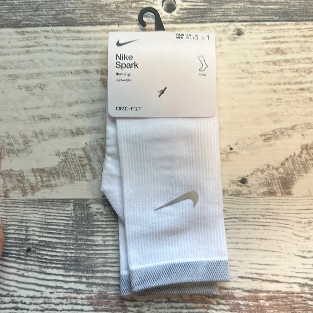 Nike Spark Running Socks - White/Gray -SZ women’s 11.5 - 13 Men’s 10-11.5